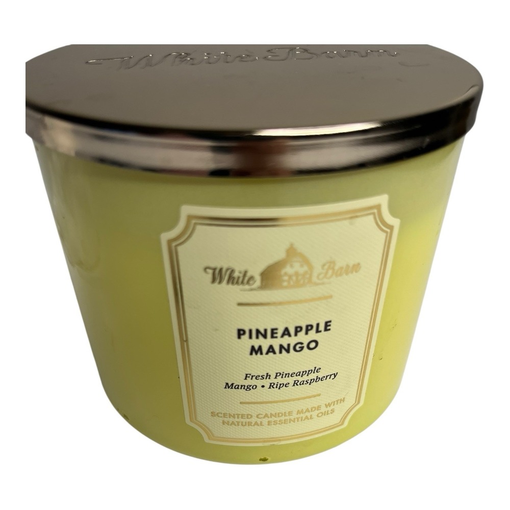 White Barn Bath & Body Works Pineapple Mango 3 Wick Scented Candle  14.5 oz lid - Picture 4 of 9